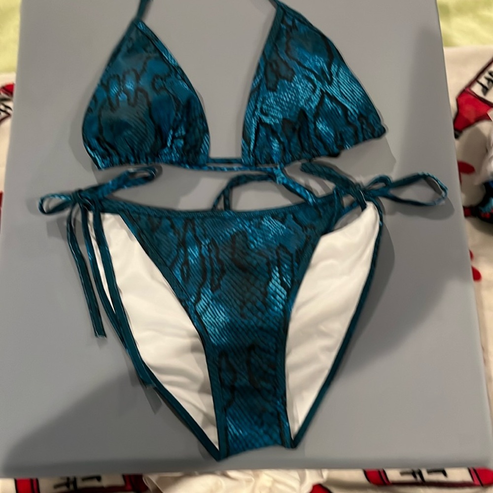 Blue snakeskin bikini just perfect for those hot days